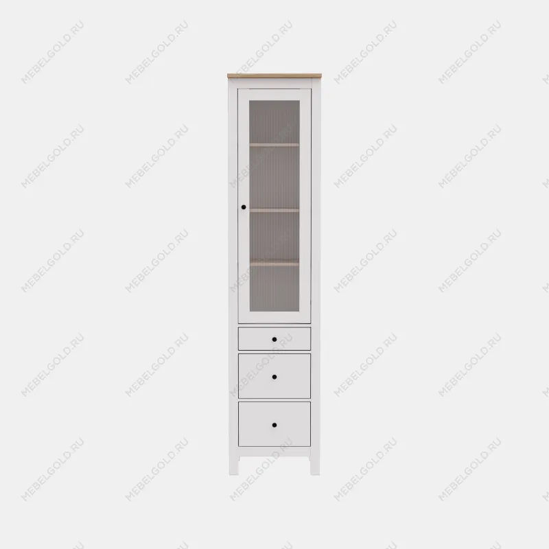 САГА шкаф с витриной 50 МОРУ белый/ясень | изображение 6