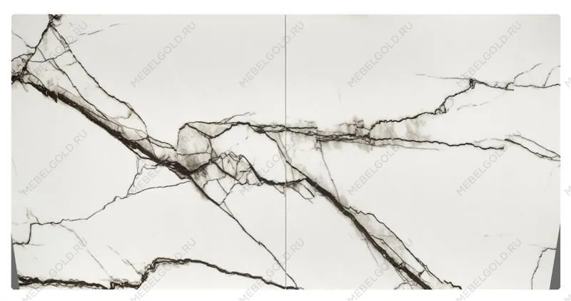 Стол обеденный Halmar LUCIANO 180 раскладной (белый мрамор/черный) | изображение 2