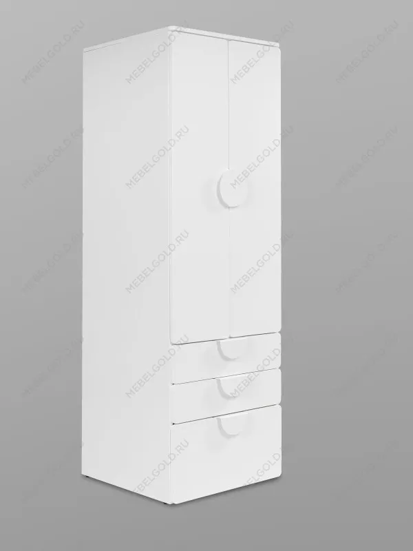 Шкаф распашной Пикси, с двумя дверьми, тремя ящиками и полкой 60x57x180, белый (робкий подснежник) | изображение 9