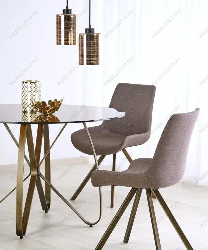 Стол обеденный Halmar LUNGO (коричневый/античное золото) | изображение 6