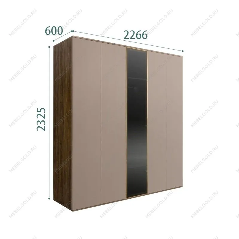 Шкаф 5-ти дв. Bogemia Woodline Air (Мокка/Золото) БМШ2/5(1)