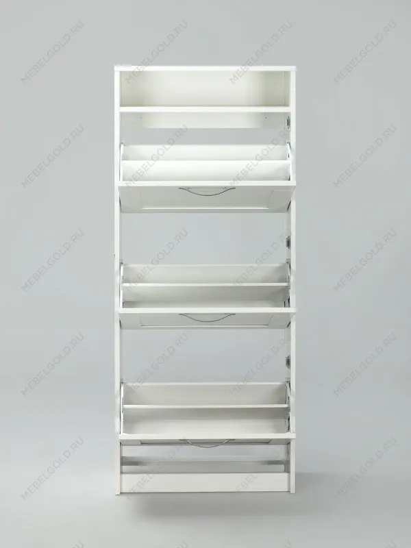 Обувница Сириус с 3 откидными ящиками, 60 х 25 х 143 см, ЛДСП, белая | изображение 5