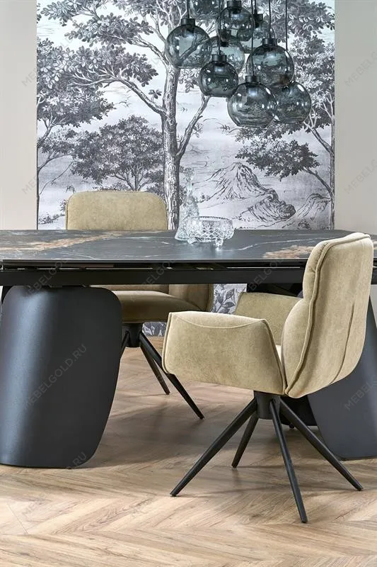 Стол обеденный Halmar FORUM 180 (черный мрамор/черный) | изображение 13