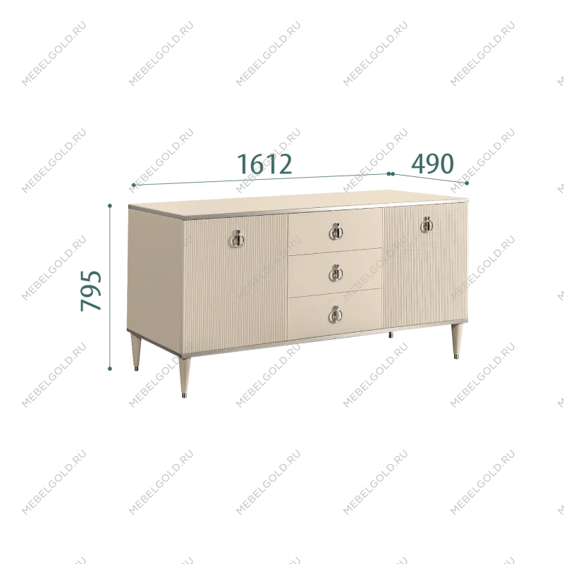 Комод для гостиной 1.6м Римини СОЛО (Ваниль/Серебро) РМКМ-4(s)