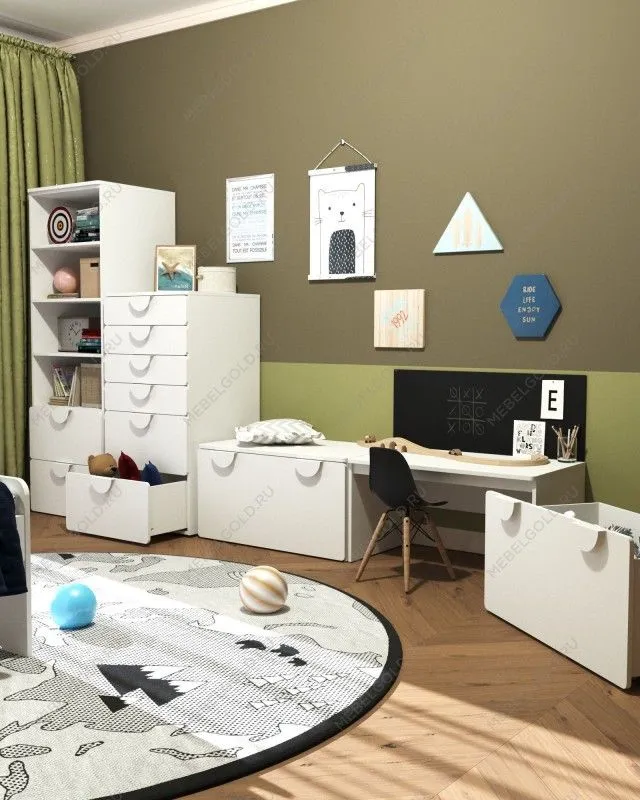 Стеллаж Пикси, с двумя выдвижными ящиками 60x57x180, белый (робкий подснежник) | изображение 11