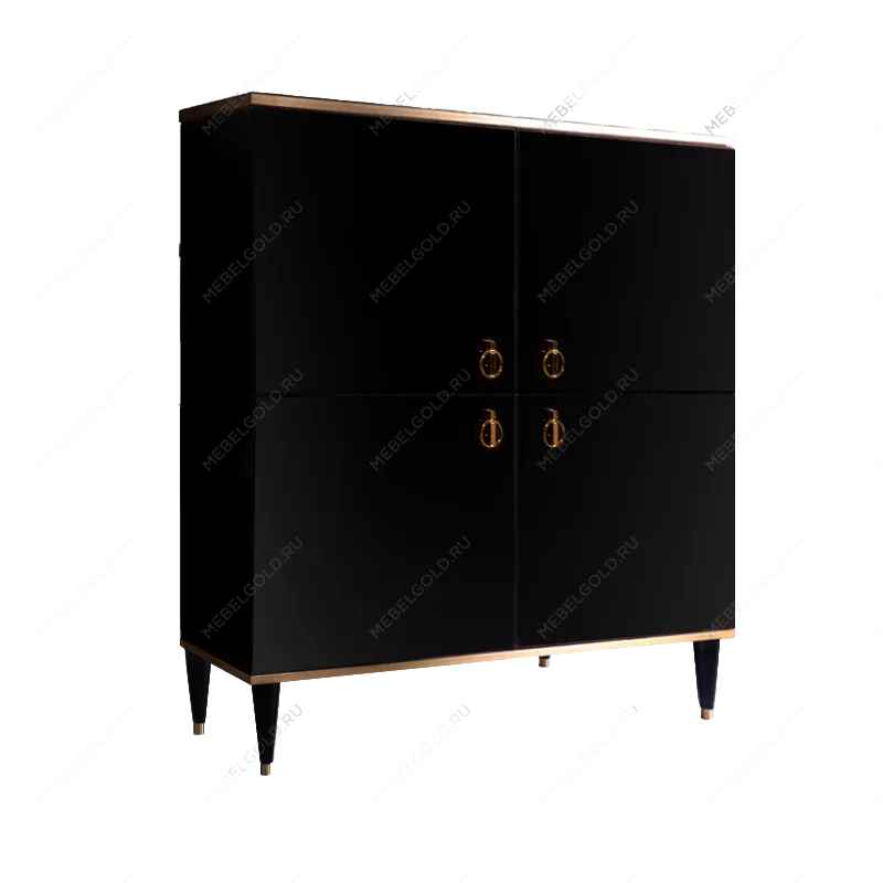 Пенал 4 двери Римини (Черный/Золото) РМП-3