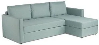 Диван угловой трехместный Вало с коротким подлокотником, мятно-серый, рогожка