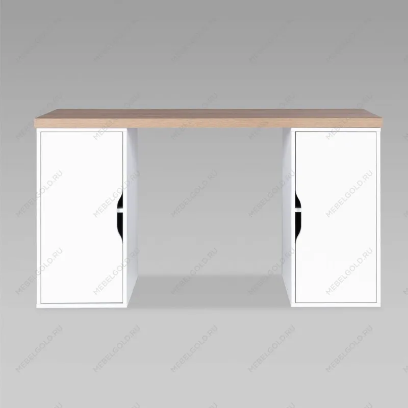 ИНГАР 2/ДВ/ДВ стол письменный 140x75x55, дуб беленый/белый | изображение 1