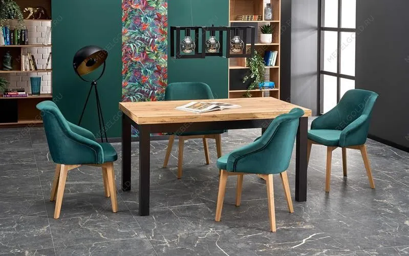 Стол обеденный Halmar TIAGO 140 раскладной (дуб крафт/черный) | изображение 1