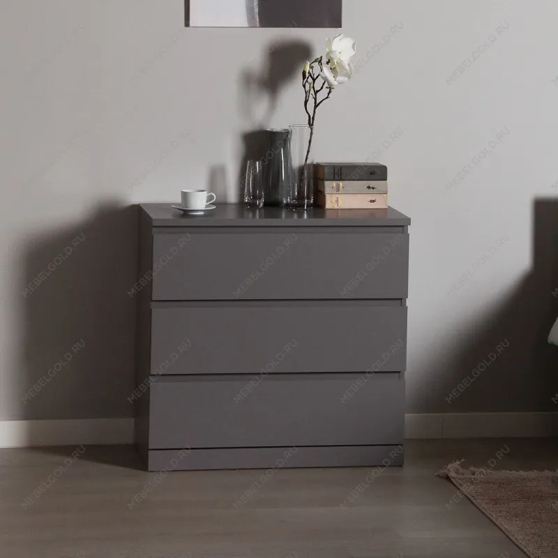 Комод Варма, 3 ящика, 80х78х40 см, эмаль серая | изображение 1