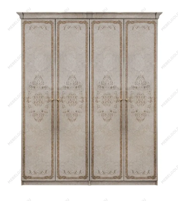 Шкаф Патрисия 4-дверный (2+2) без зеркал крем корень глянец | изображение 1