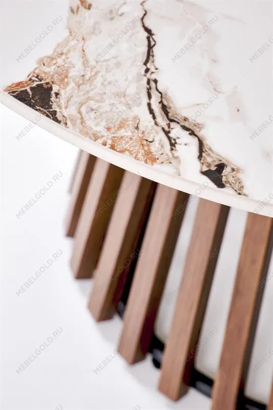 Стол журнальный Halmar CARINA (бежевый мрамор/орех) | изображение 3