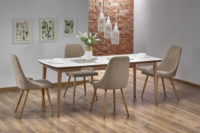 Стол обеденный Halmar BARRET раскладной (белый матовый/дуб лефкас) | изображение 12