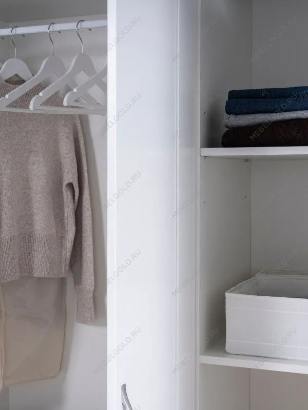 Шкаф Сириус, 3 двери и 1 ящик, 117х50х190 см, с зеркалом, белый | изображение 3