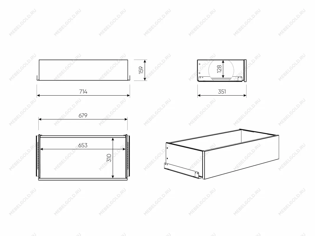 Ящик выдвижной к шкафу МАКС, 68х36х16 см, серый | изображение 2