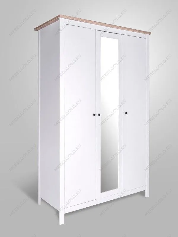 Шкаф распашной Сага, 3 двери, 132х64х215 см, белый/ясень | изображение 8