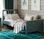 САГА кровать одинарная 90х200 темно-бирюзовая/ясень | изображение 4