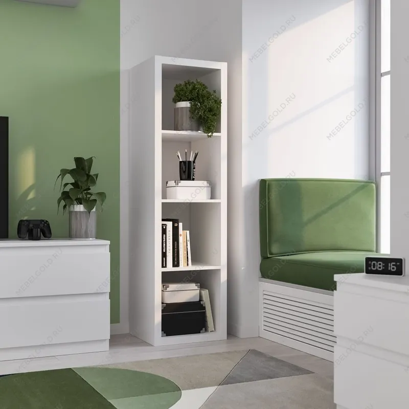 Стеллаж Фора, 4 полки, 147x42х38 см, белый | изображение 4