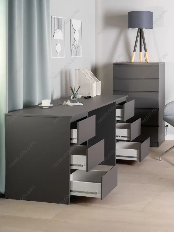 Стол письменный Кастор, 6 ящиков, 151х65х75 см, серый | изображение 2