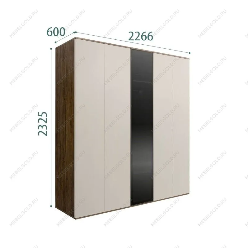 Шкаф 5-ти дв. Bogemia Woodline Air (Шелк/Черный) БМШ2/5(1)