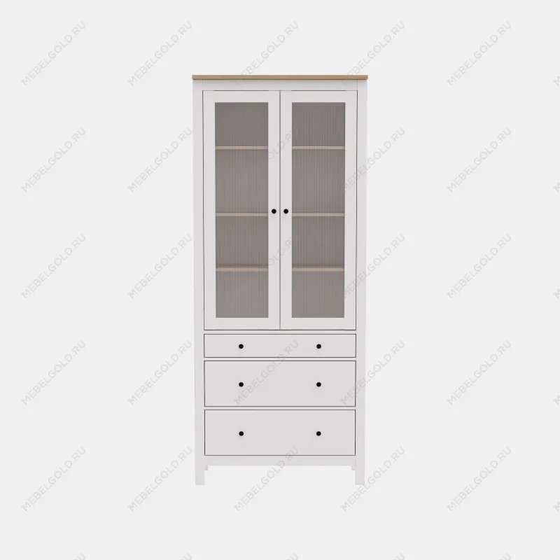 САГА шкаф с витриной 90 МОРУ белый/ясень | изображение 6