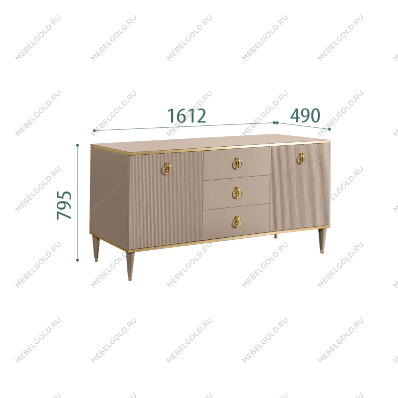 Комод для гостиной 1.6м Римини СОЛО (Мокка/Золото) РМКМ-4(s)