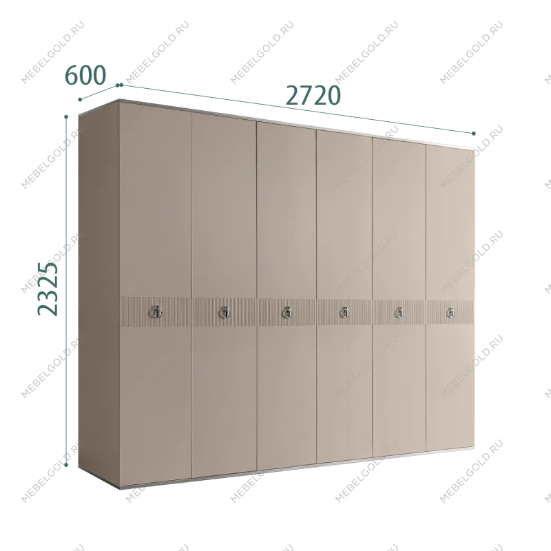 Шкаф 6-ти дверный Римини СОЛО (Мокка/Серебро) РМШ2/6(s)