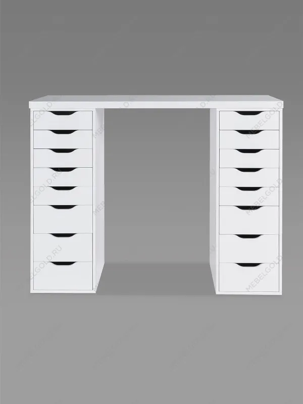 Стол письменный Ингар, 16 ящиков, 140х106х55 см, белый | изображение 8