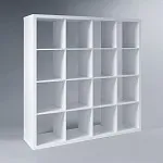 КАЛЛАКС / ФОРА Стеллаж ИКЕА / IKEA 16, широкий стеллаж с открытыми ячейками, тамбурат белого цвета | изображение 1