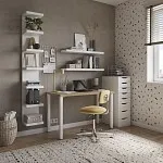 Центральный склад - ИНГАР стол письменный ИКЕА / IKEA 2/ТТ 140x75x55, дуб беленый/белый | изображение 4