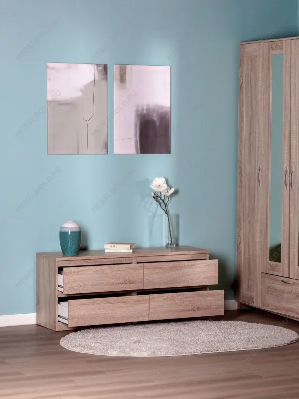 Тумба для ТВ Кастор, 4 ящика, 130х40х54 см, дуб сонома | изображение 2