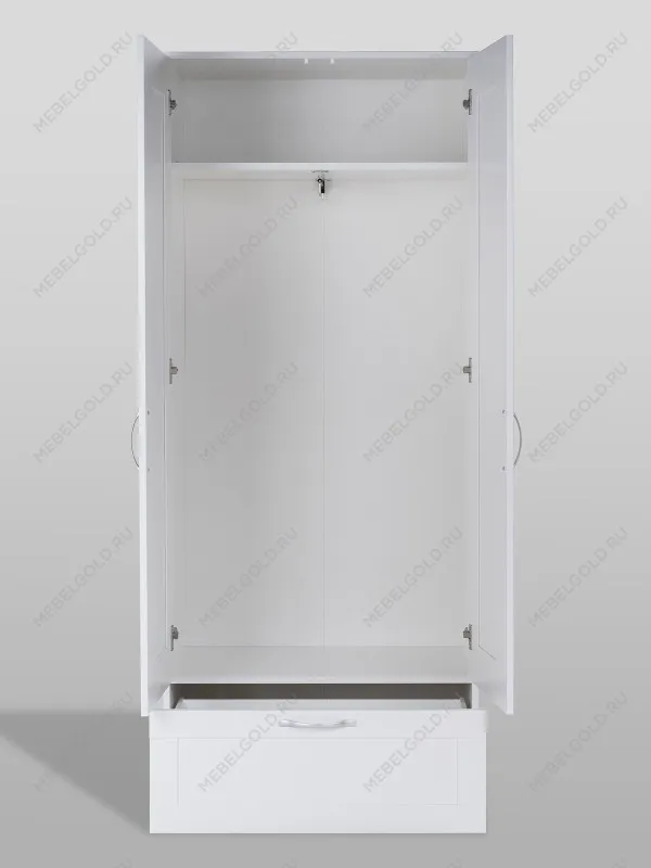 Шкаф Сириус узкий, с выдвижной вешалкой, 2 двери и 1 ящик, 78х41х190 см, белый | изображение 10