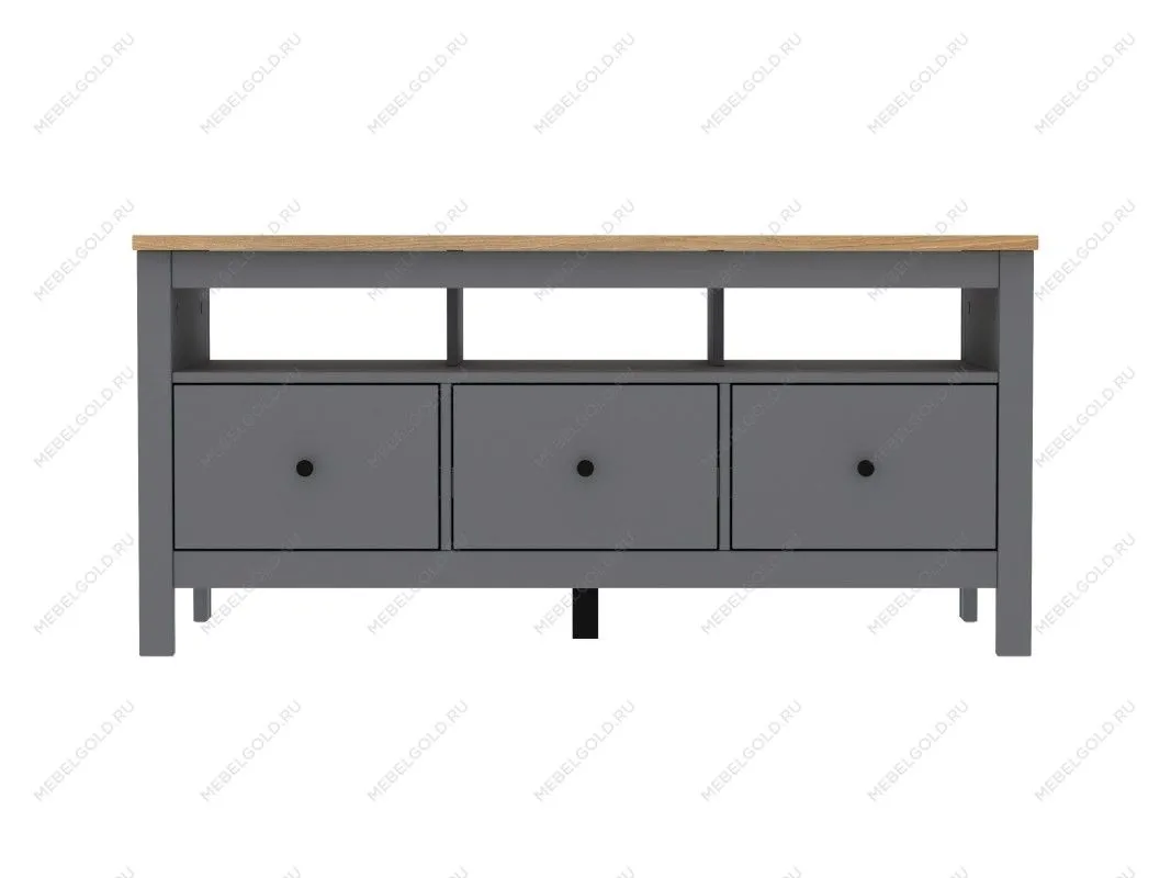 Тумба ТВ Сага, 3 ящика, 131х42х63 см, серая/ясень | изображение 12