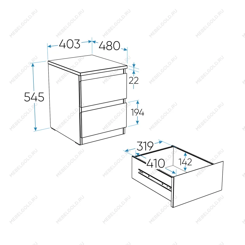 МАЛЬТА тумба ИКЕА / IKEA 2 ящика 40х54 белая | изображение 3