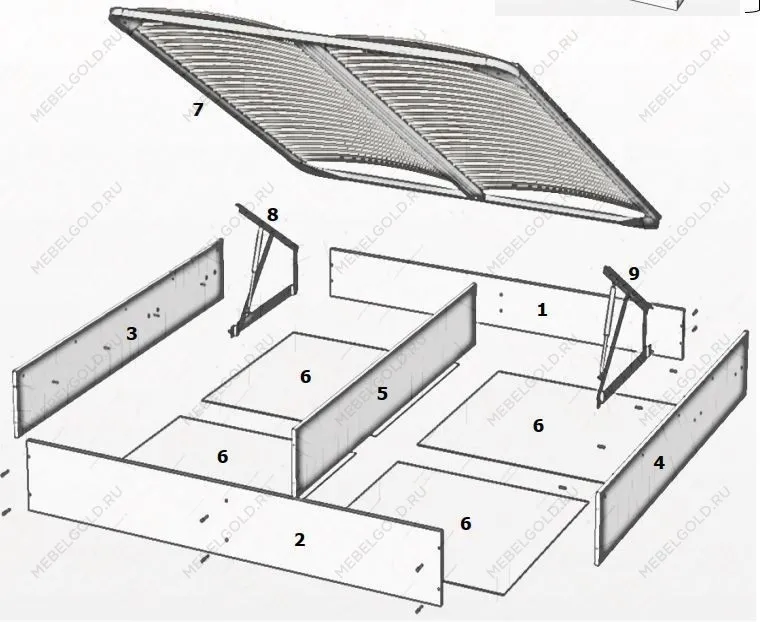 Ящик с подъемным механизмом Замира 180x200 см белый