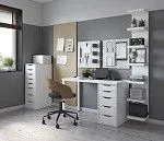 ИНГАР стол письменный ИКЕА / IKEA белый, 140x75, с одной тумбой | изображение 4