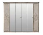 Шкаф Патрисия 6-дверный (2+2+2) с зеркалом крем корень глянец | изображение 1