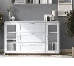 БРИМНЭС / СИРИУС тумба ИКЕА / IKEA 2 двери со стеклом и 3 ящика 156х95 белая | изображение 4