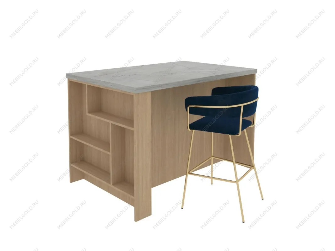 Остров 1200 с полкой и столешницей, Женева, Серый Каспий 3087 | изображение 1