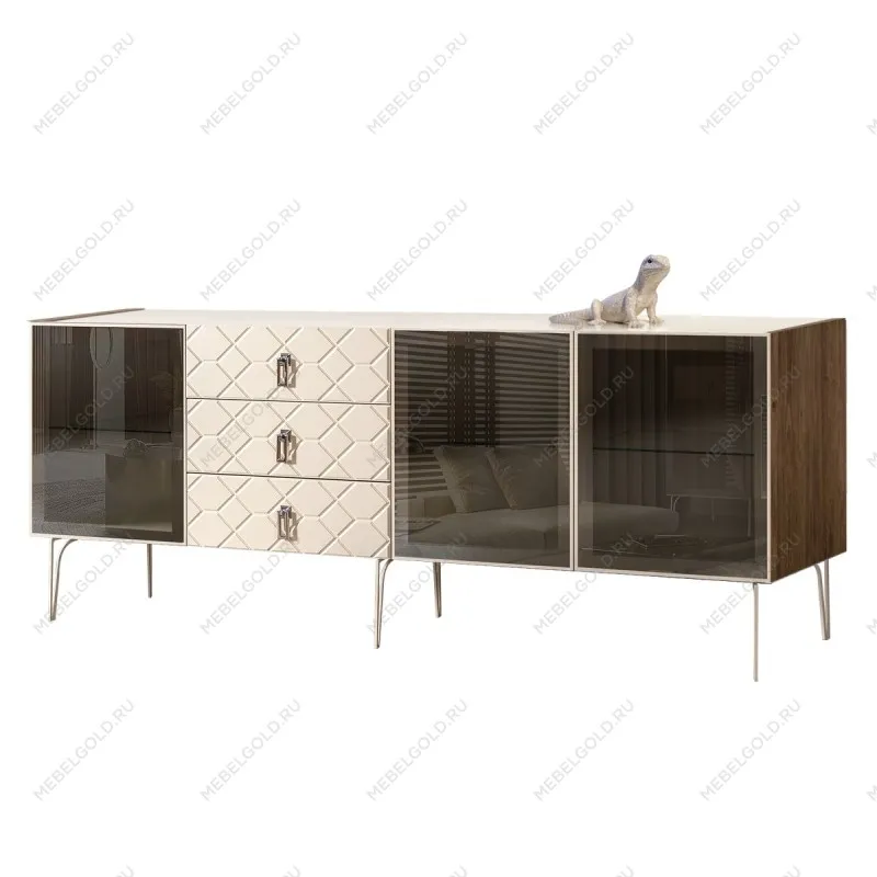 Комод 2.1м Bogemia Woodline Fa (Слоновая кость) (Lakobel/Хром) БМКМ-5[5]