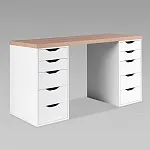 ИНГАР стол письменный ИКЕА / IKEA 2/55 140x75x55, дуб беленый/белый | изображение 1