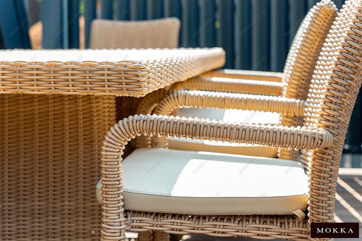 MOKKA BELLA стол прямоугольный с деревянной столешницей, соломенный | изображение 2