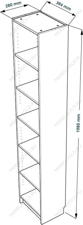 Стеллаж Варма, 6 полок, 38х198х28 см, шпон ясень, черный | изображение 9