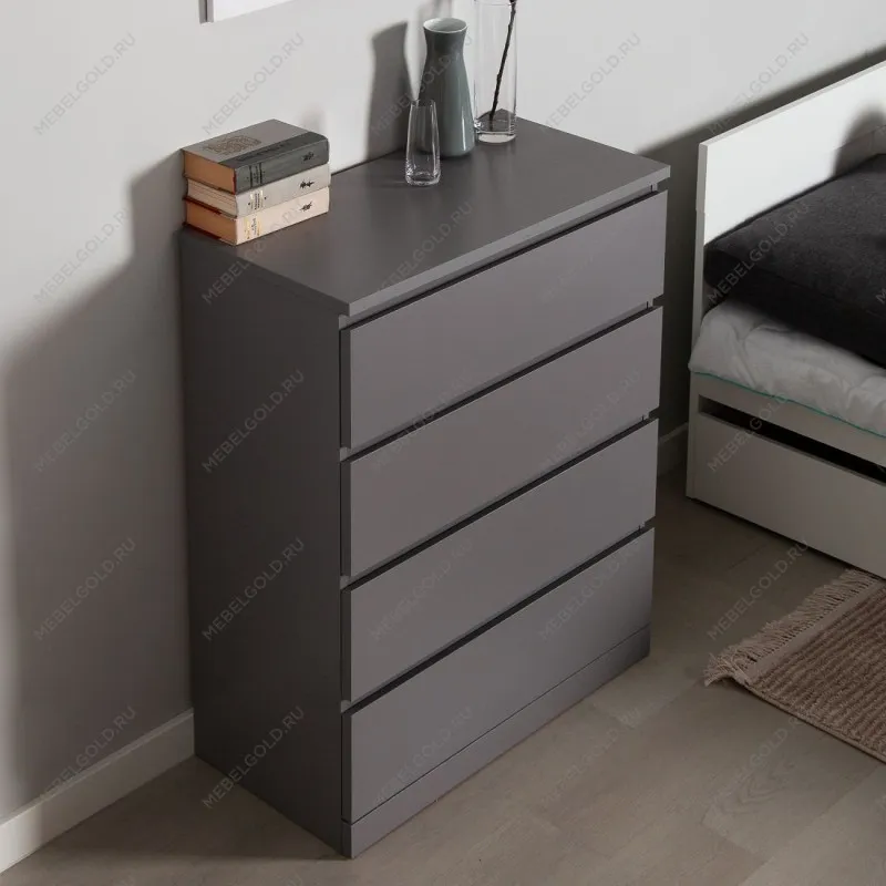 Комод Варма, 4 ящика, 80х100х40 см, эмаль серая | изображение 1