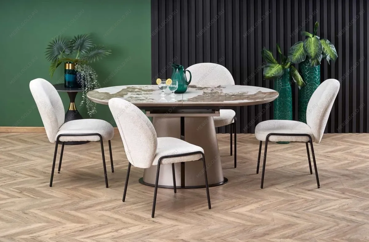 Стол обеденный Halmar ROBINSON (бежевый мрамор/капучино/черный) | изображение 4