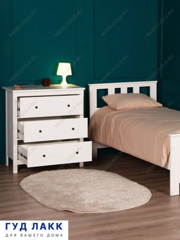 Комод Сага, 3 ящика, 92х100х51 см, белый | изображение 1