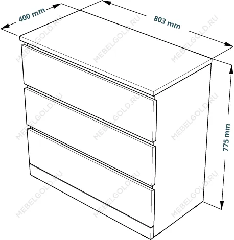 МАЛЬМ / VARMA Комод ИКЕА / IKEA 3, 80x78x40, пигмент, белый | изображение 3