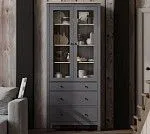 САГА шкаф с витриной 90 серый/ясень | изображение 5