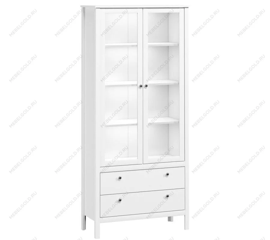 Шкаф-витрина Ева (Хельга) REG2W2S с подсветкой белый | изображение 1