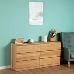 Комод Варма, 6 ящиков, горизонтальный, 160х78х40 см, шпон натурального дерева, дуб беленый | изображение 1